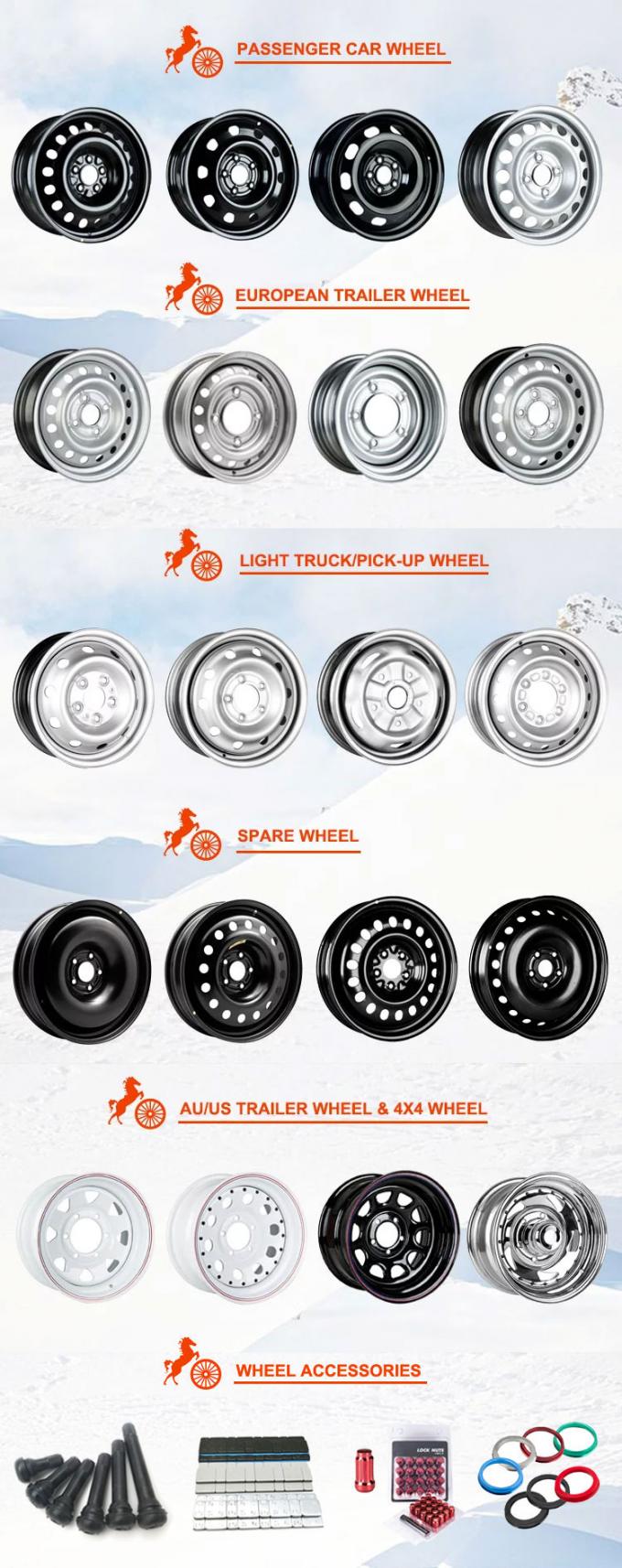 Custom Chrome Directional Trailer Steel Wheels 15 Inch 4x4